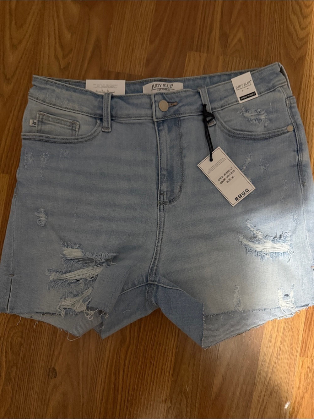 Judy Blue Light Blue Distressed Frayed Hem Jean Shorts